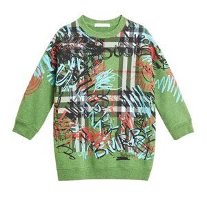 NWT BURBERRY Graffiti Checked Sweater in Lime Green